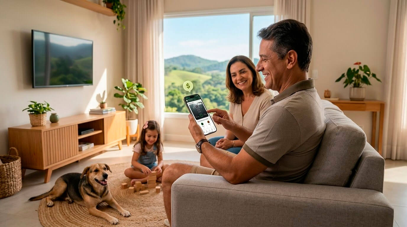 Licenciado iGreen mostrando aplicativo de economia