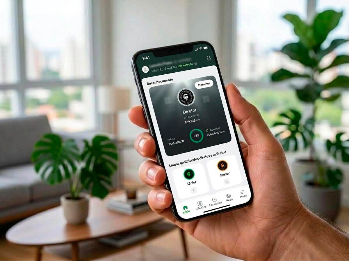 Aplicativo iGreen Energy mostrando economia em reais