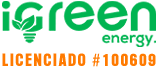 logotipo igreen energy verde com uma folha na letra G